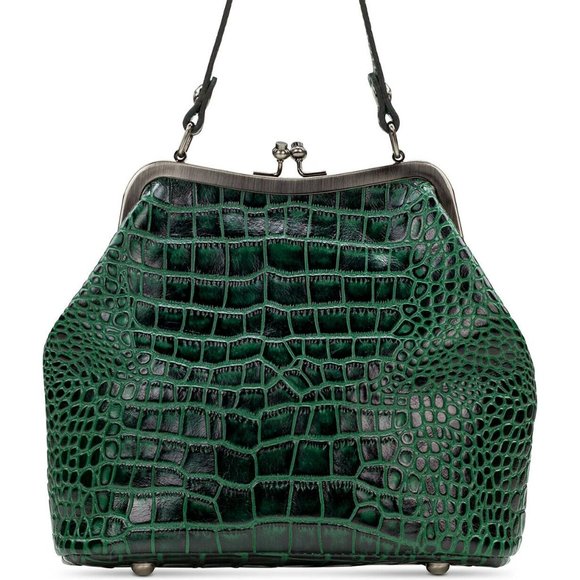 NWT Patricia Nash Green Crocodile print Leather Satchel Crossbody - Picture 5 of 8